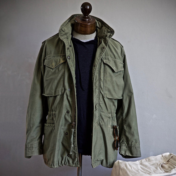 Men’s Vintage-Style Military Jacket with Concealed Hood