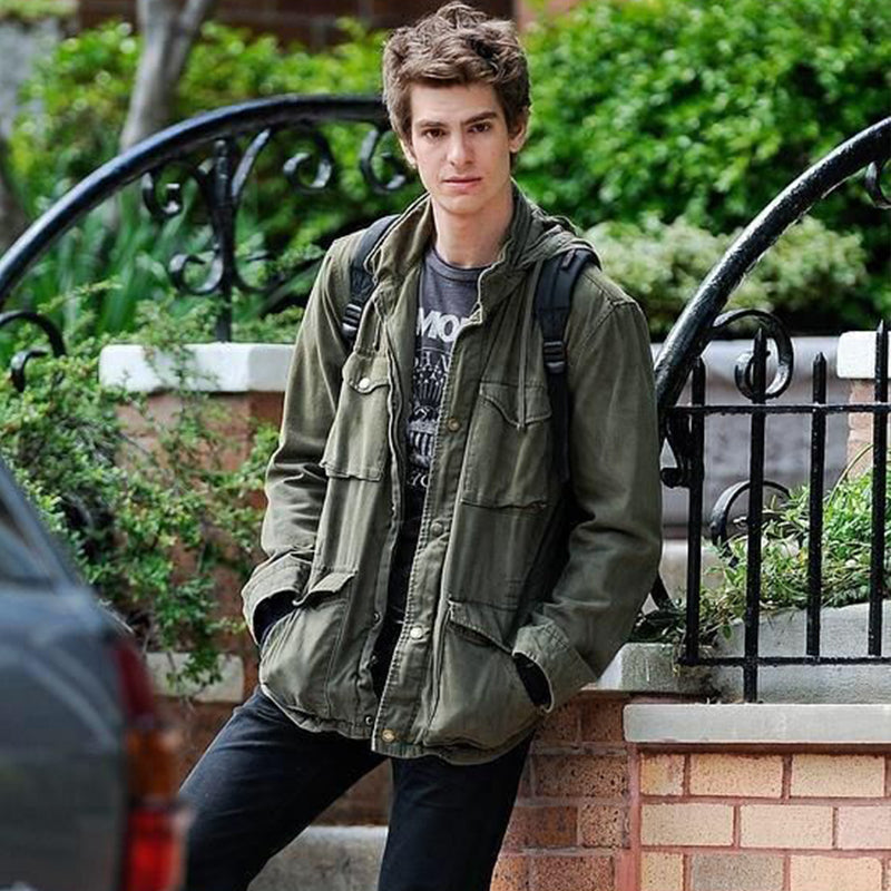 Men’s Vintage-Style Military Jacket with Concealed Hood