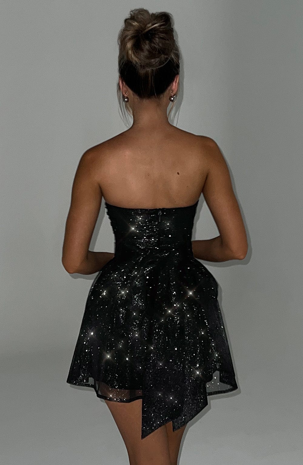Women’s Black Strapless Glitter Party Dress