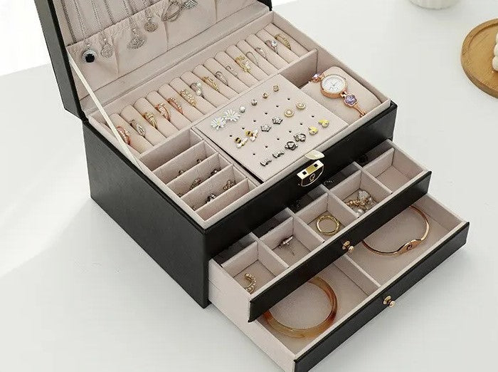 Multilayer Leather Jewellery Box | Elegant & Secure Storage