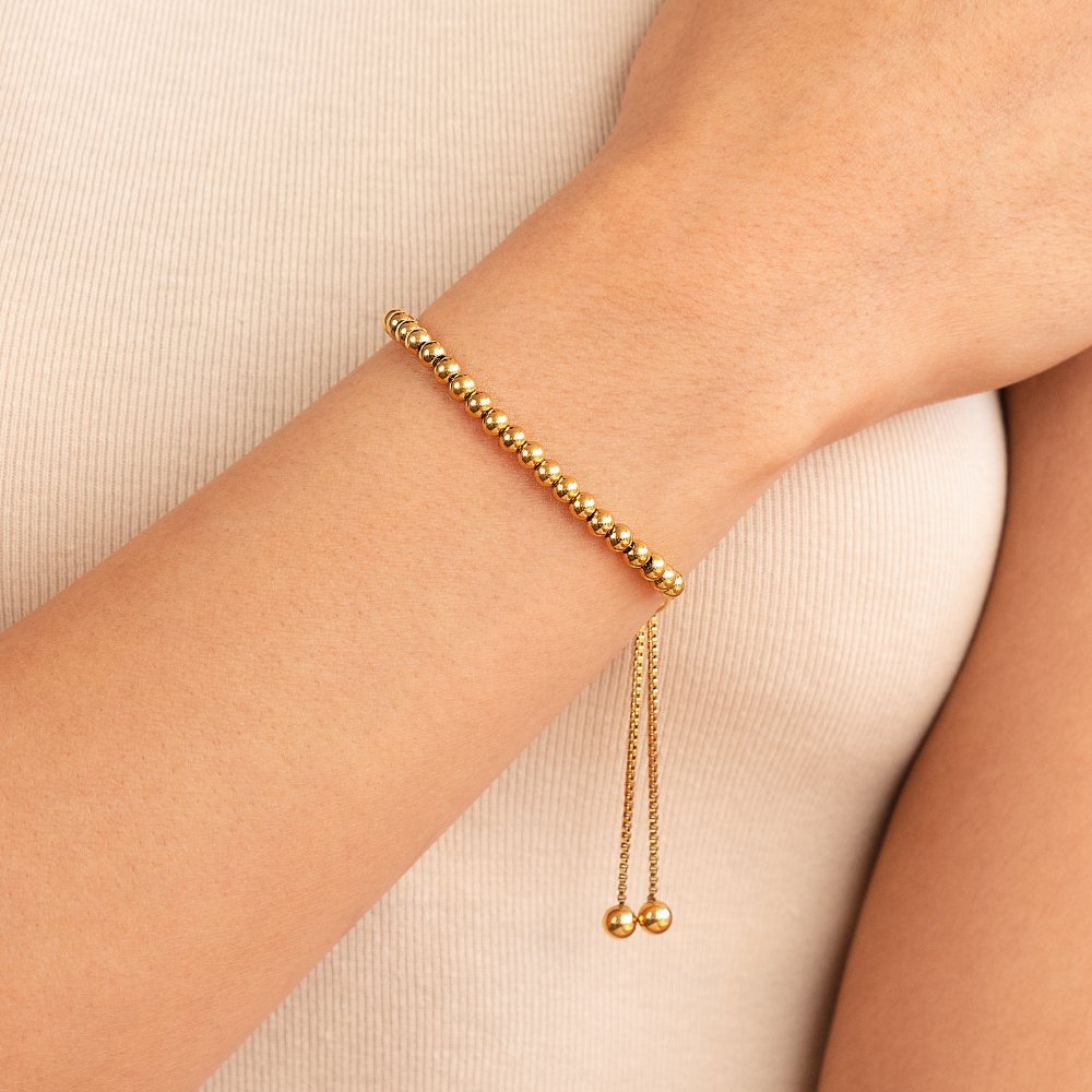 Beaded Bracelet with Adjustable Sliding Clasp