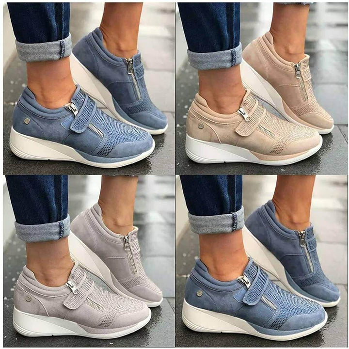Women's Platform Sneakers with Side Zipper