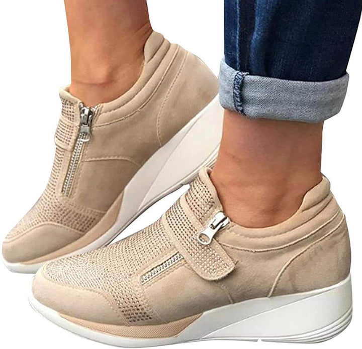 Women's Platform Sneakers with Side Zipper