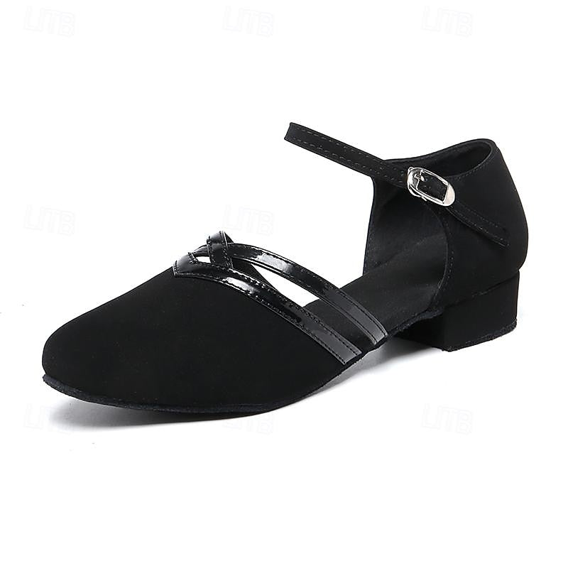 Women’s Modern Dance Shoes | Black Suede with Adjustable Strap