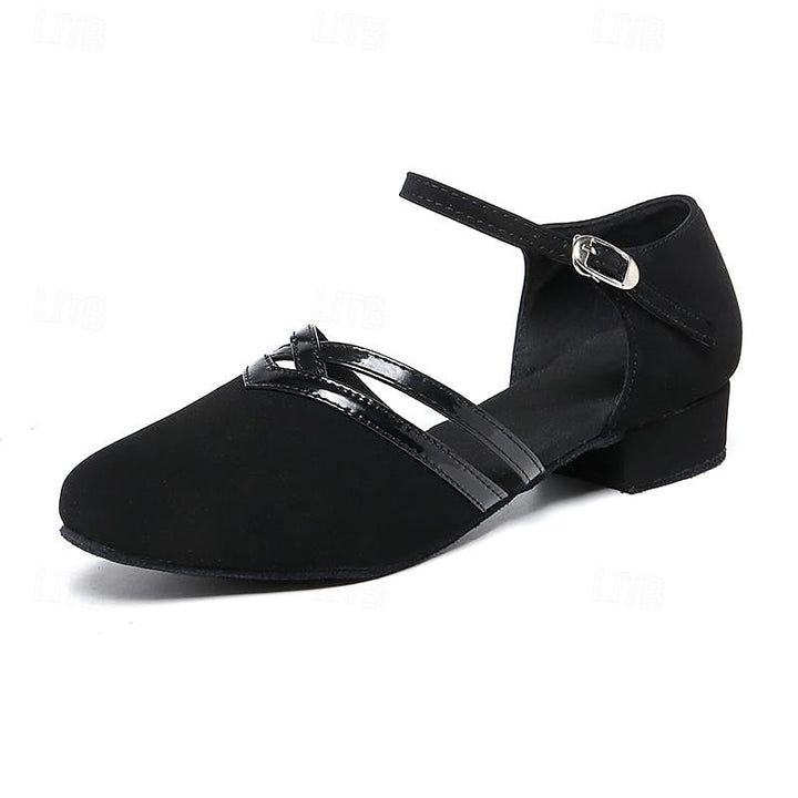 Women’s Modern Dance Shoes | Black Suede with Adjustable Strap