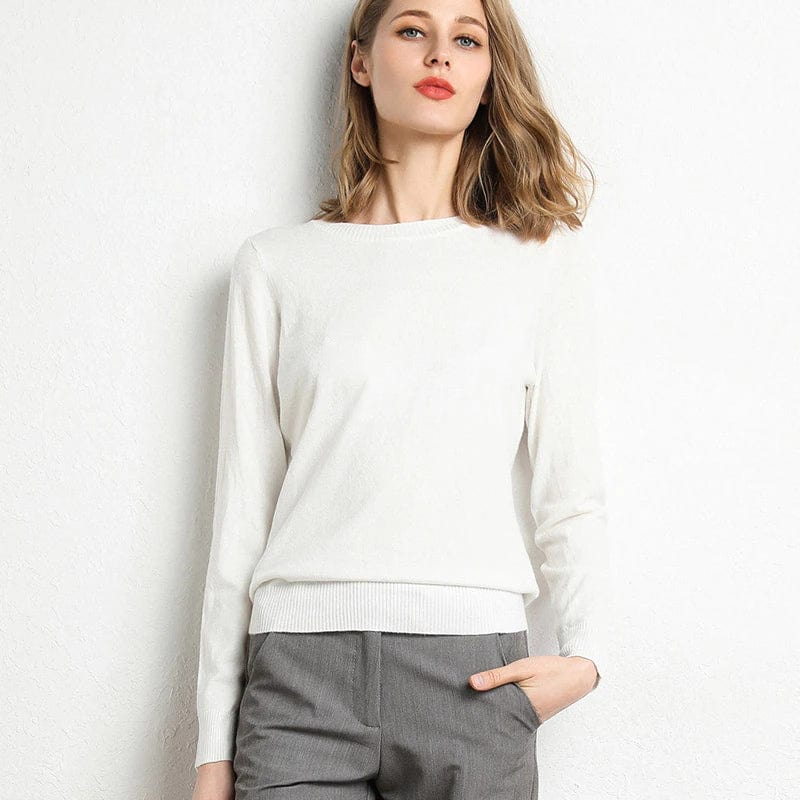 Women’s Round-Neck Cashmere Blend Sweater