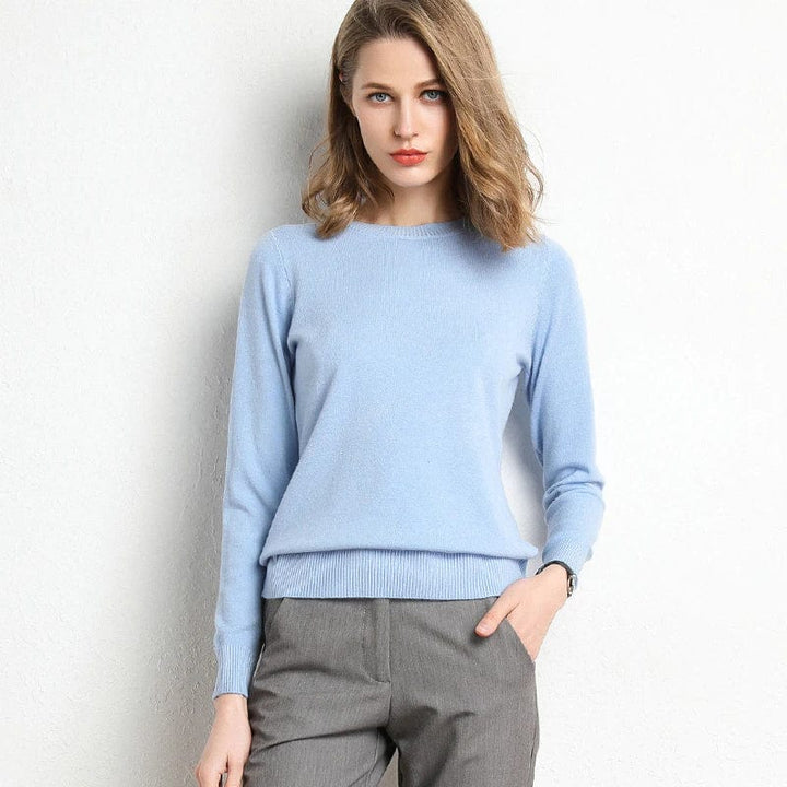 Women’s Round-Neck Cashmere Blend Sweater
