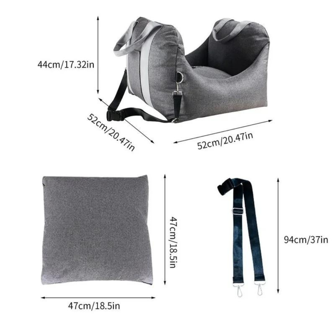 Portable Dog Booster Seat | Elevated Car Seat with Safety Belt