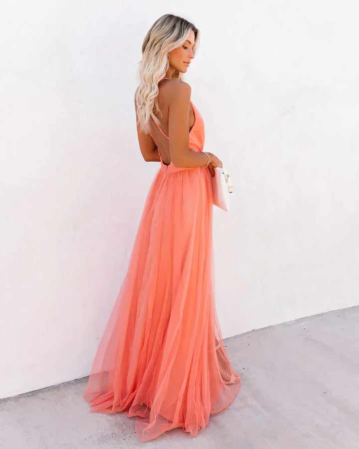 Cyra | Elegant Sleeveless Evening Dress in Petal Dust Pink