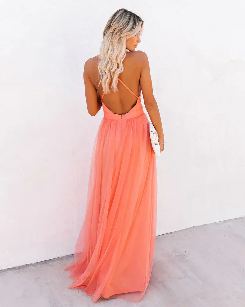 Cyra | Elegant Sleeveless Evening Dress in Petal Dust Pink