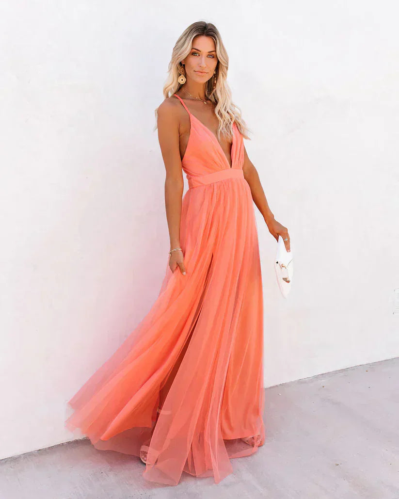 Cyra | Elegant Sleeveless Evening Dress in Petal Dust Pink
