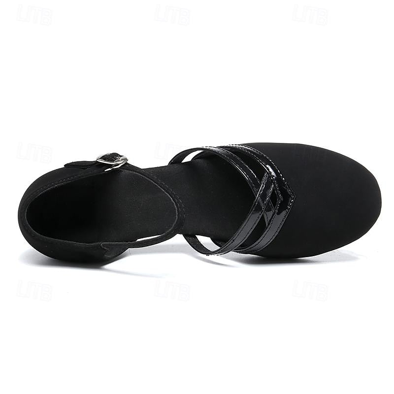 Women’s Modern Dance Shoes | Black Suede with Adjustable Strap
