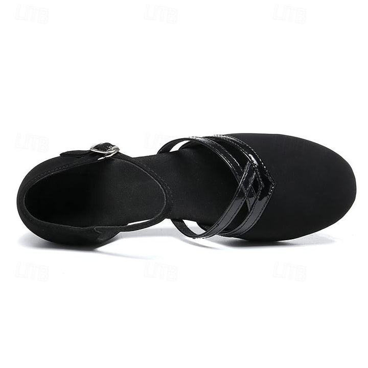 Women’s Modern Dance Shoes | Black Suede with Adjustable Strap