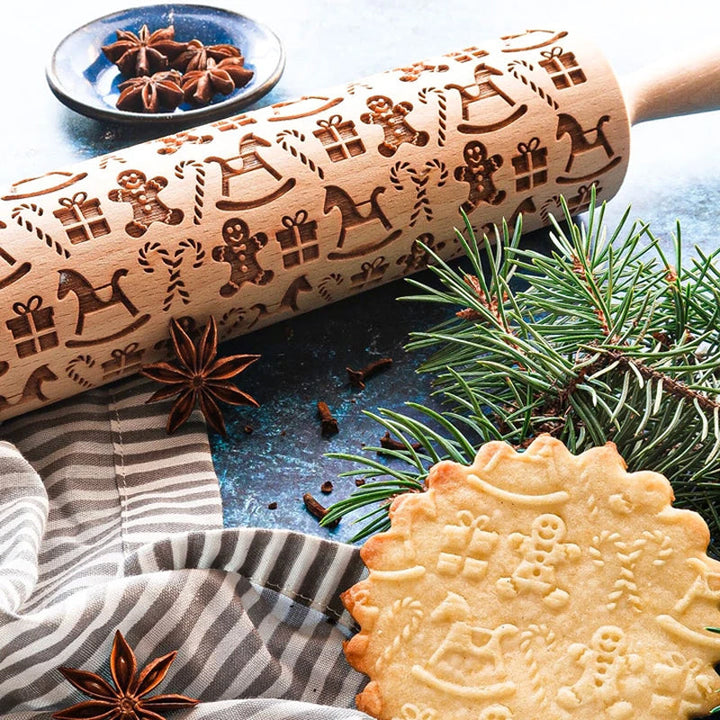 Christmas Cookie Rolling Pin | Perfect for Family Baking