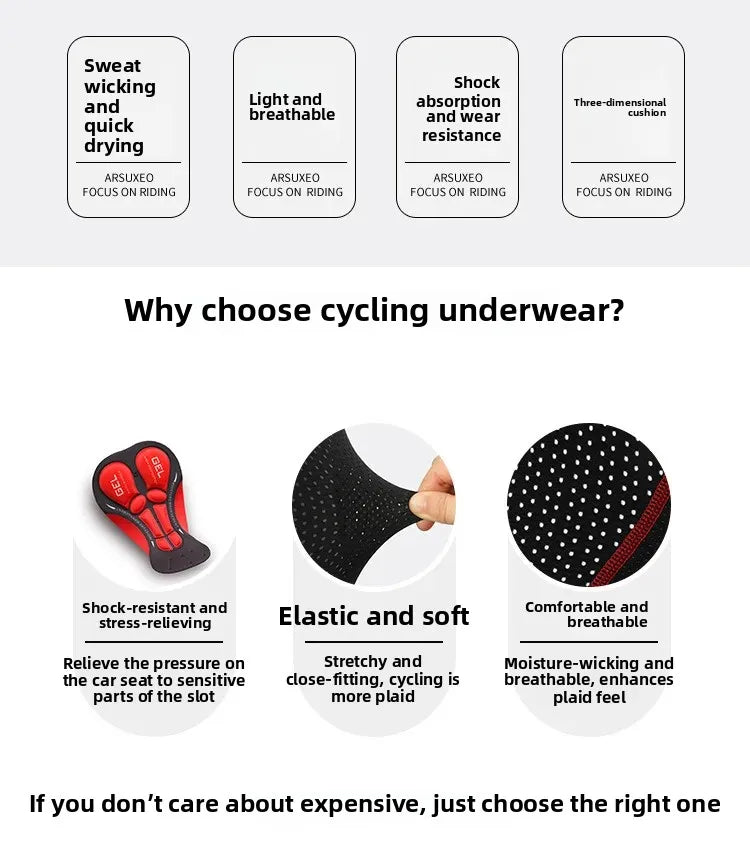 Breathable Cycling Shorts with Shock-Absorbing Padding