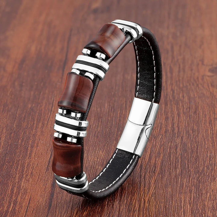 Aria | Natural Tiger’s Eye Stone Leather Bracelet