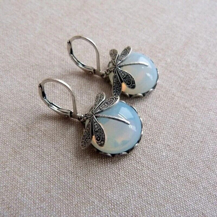 Dragonfly Moonstone Drop Earrings