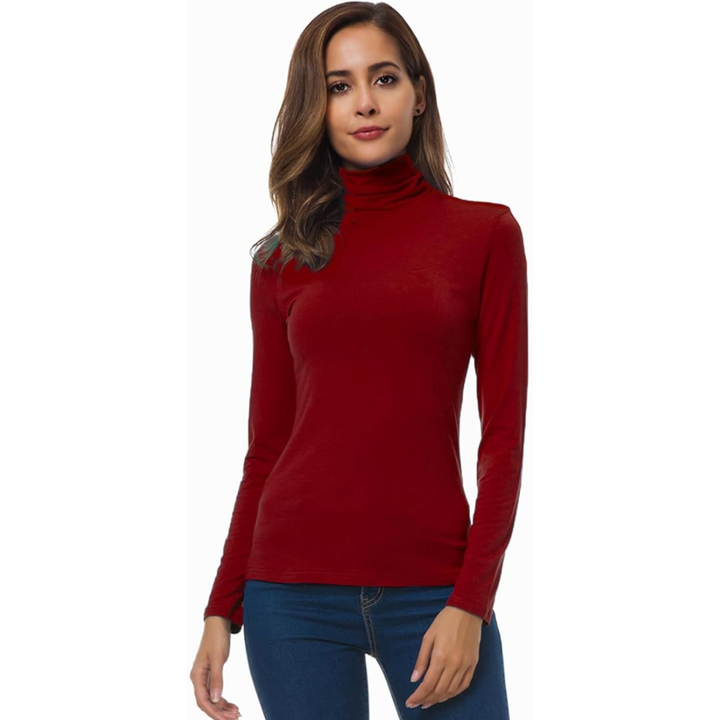 Women’s Slim Fit Turtleneck | Soft Stretch Knit Top