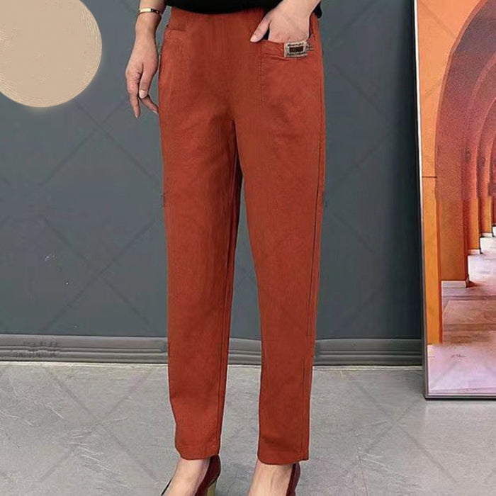 Women’s Cotton Blend Pants | High-Quality Stretch Casual Trousers