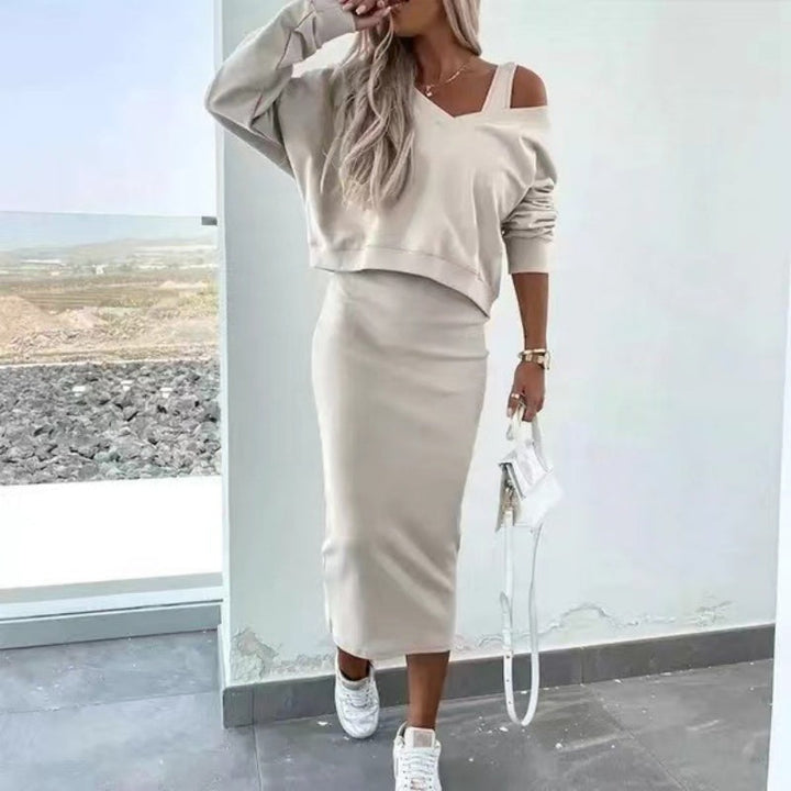 Stylish Women’s Midi Dress & Oversized Sweater Set