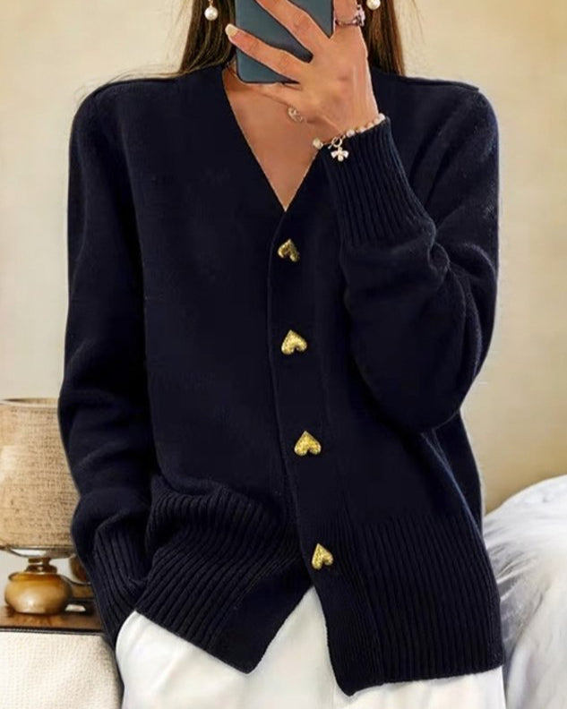 Women’s Heart-Button Cardigan | Stylish, Soft & Comfy