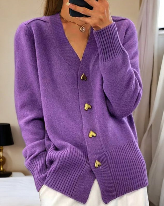 Women’s Heart-Button Cardigan | Stylish, Soft & Comfy