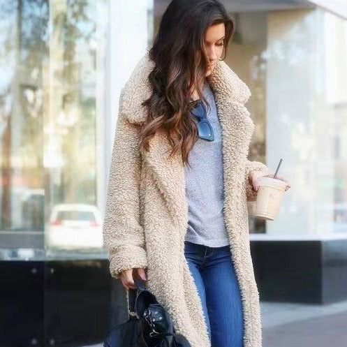 Women’s Long Teddy Coat | Trendy Warm Fleece Overcoat