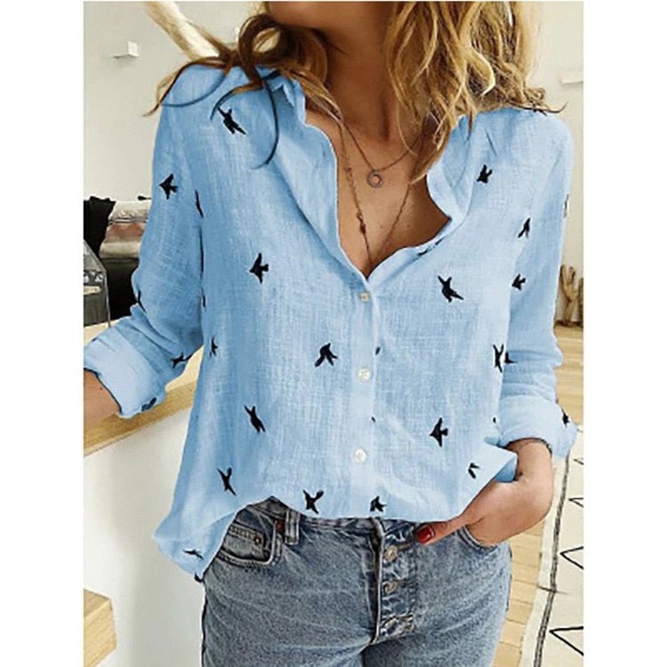 Vanya | Women’s Printed Button‑Up Blouse