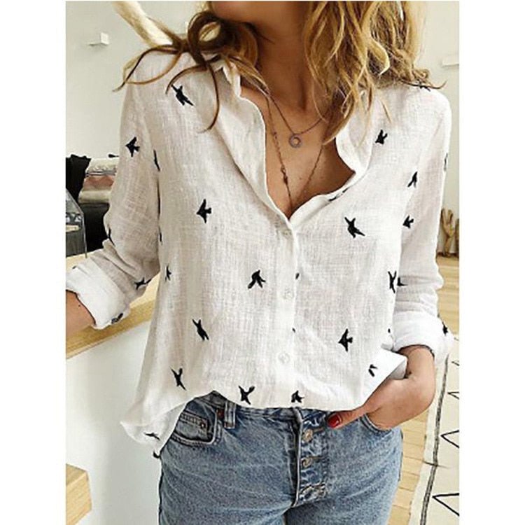 Vanya | Women’s Printed Button‑Up Blouse