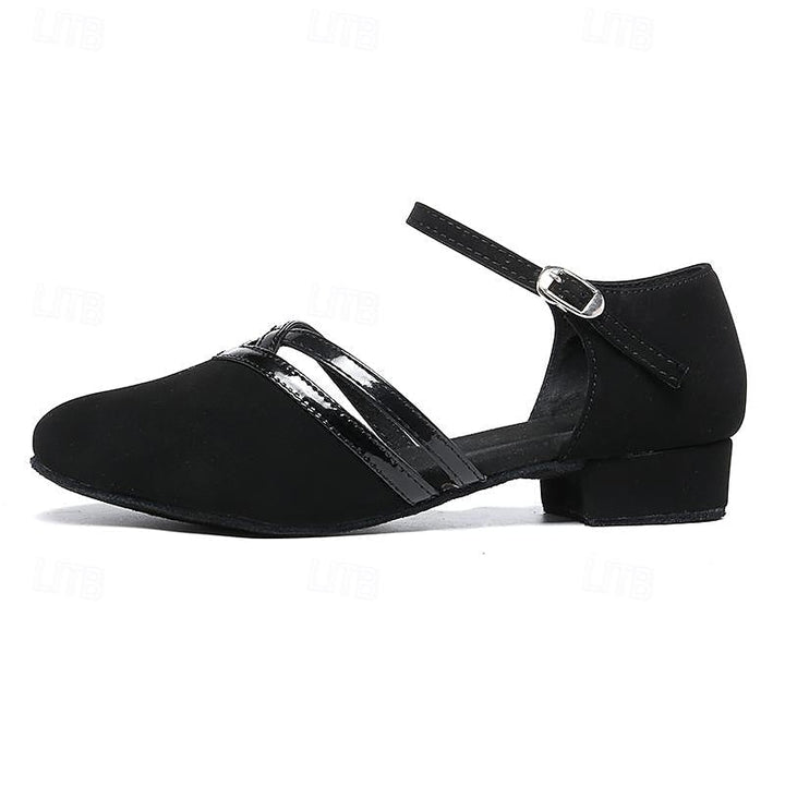 Women’s Modern Dance Shoes | Black Suede with Adjustable Strap