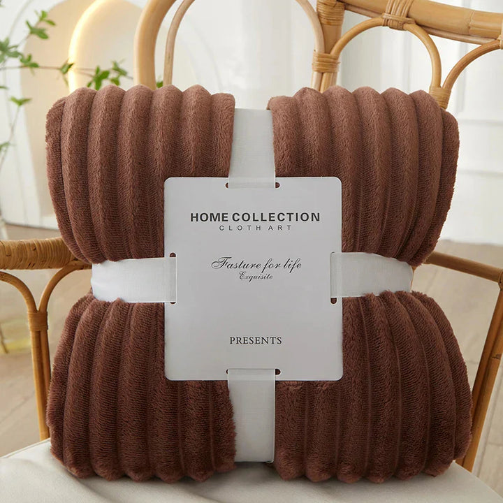 Wide Striped Flannel Fleece Blanket | Ultra-Soft Warm Throw