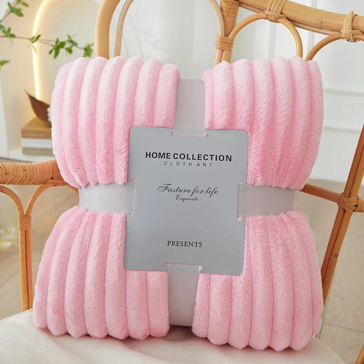 Wide Striped Flannel Fleece Blanket | Ultra-Soft Warm Throw