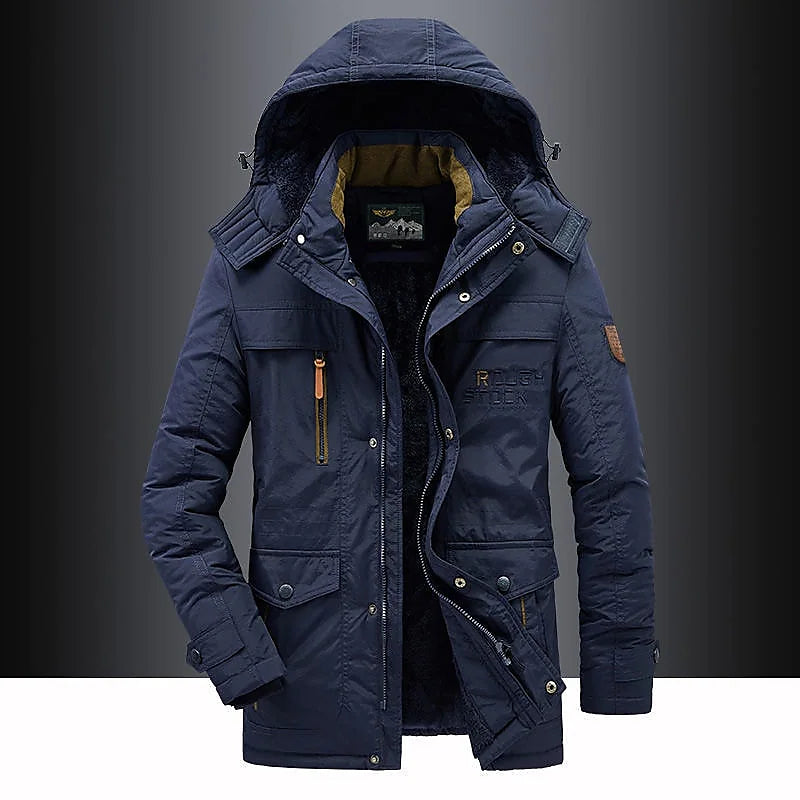 Men’s Mid-Long Hooded Parka Jacket