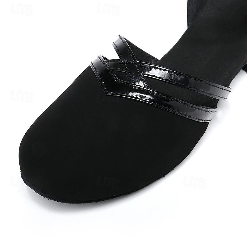 Women’s Modern Dance Shoes | Black Suede with Adjustable Strap