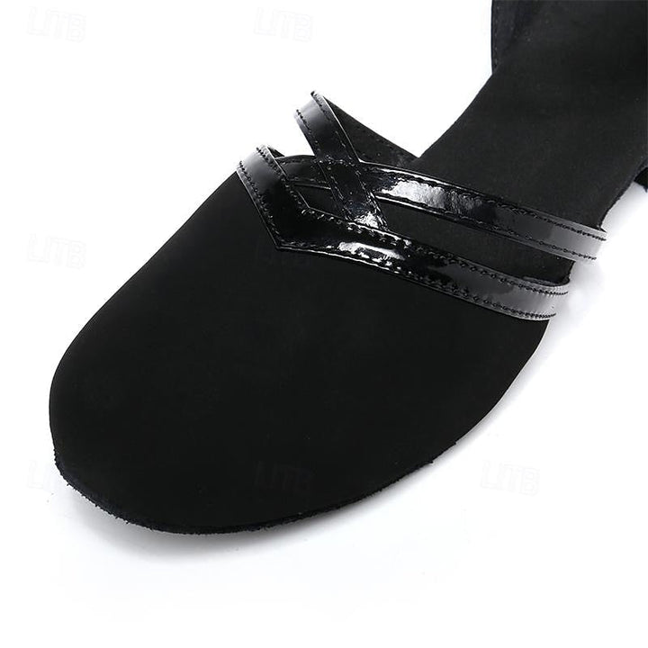 Women’s Modern Dance Shoes | Black Suede with Adjustable Strap