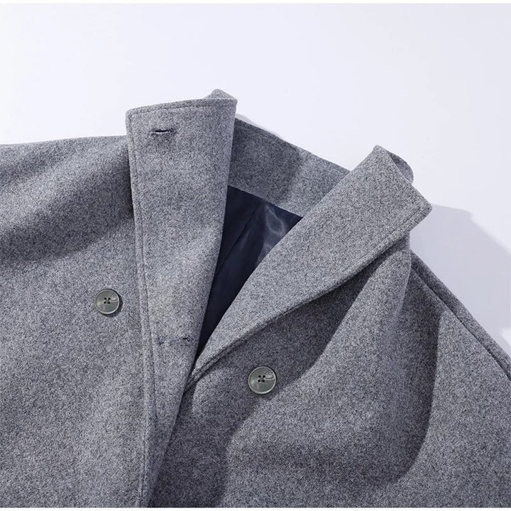 Women’s Warm Long Coat | High Collar & Double-Breasted Buttons