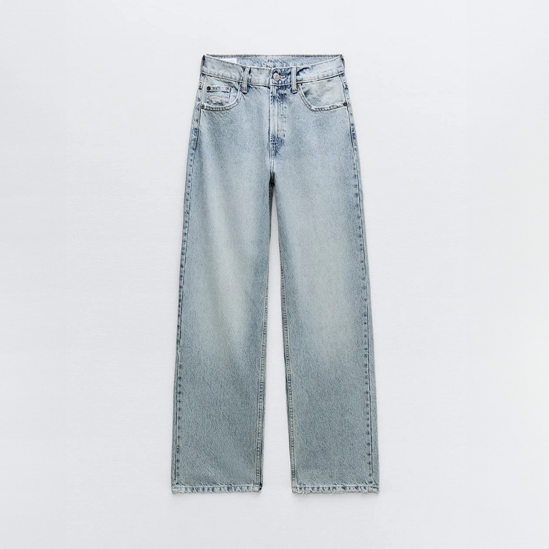 Women’s Vintage Ripped Straight‑Leg Jeans